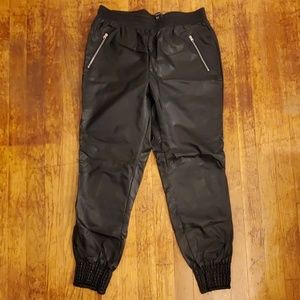 LEATHER CUFFED PANTS